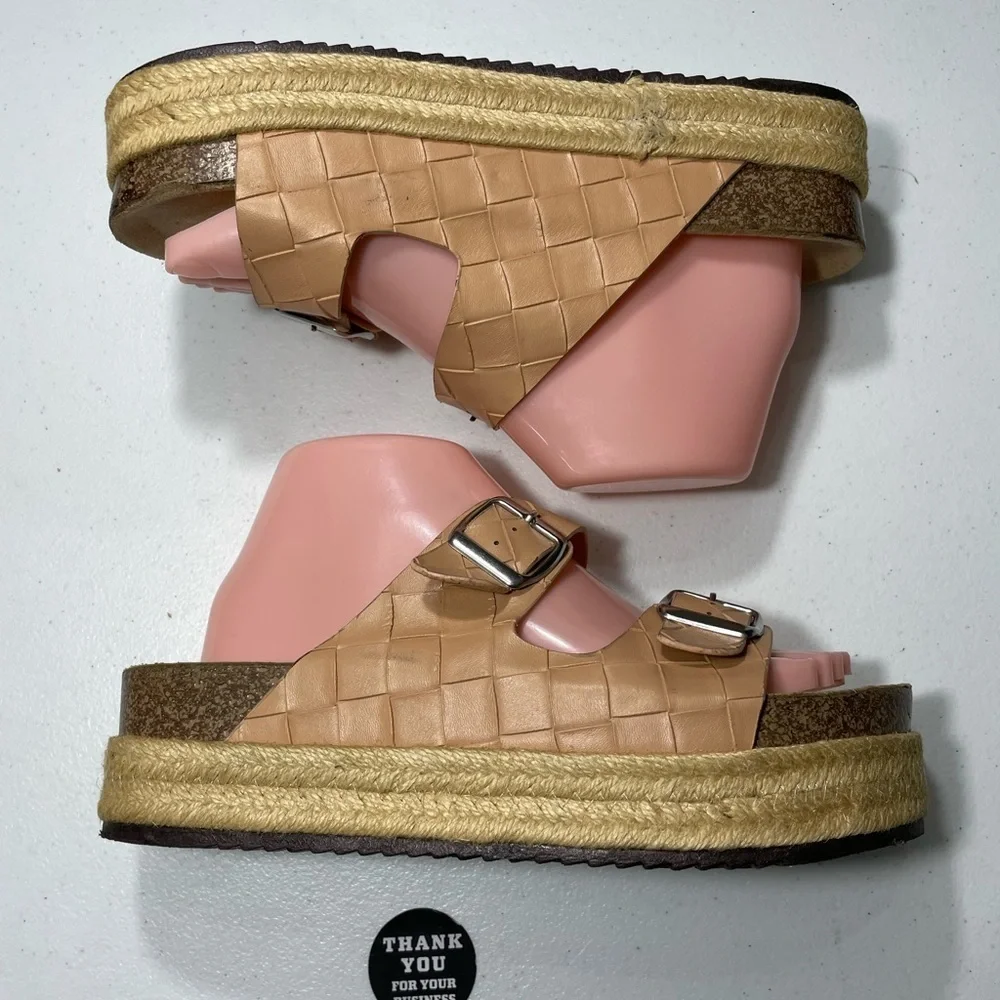 Wells Tan Quilted Double Strap Sandals Size SB-70